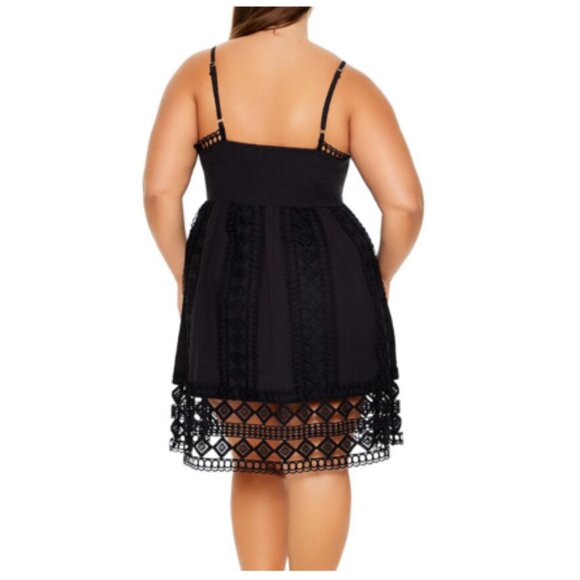 Black Crochet Lace Mini Babydoll Dress 1X - NEW - Picture 2 of 12